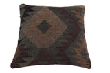 handmade Traditional Pillow Gray Black Hand-Woven SQUARE 100% WOOL Hand woven turkish pillow2' x 2'