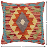 handmade Traditional Pillow Red Rust Hand-Woven SQUARE 100% WOOL  Hand woven turkish pillow  2 x 2