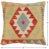 handmade Traditional Pillow Gold Red Hand-Woven SQUARE 100% WOOL  Hand woven turkish pillow  PILLOW