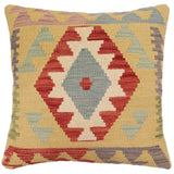 handmade Traditional Pillow Gold Red Hand-Woven SQUARE 100% WOOL  Hand woven turkish pillow  PILLOW
