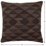 handmade Traditional Pillow Brown Brown Hand-Woven SQUARE 100% WOOL Hand woven turkish pillow2' x 2'