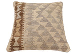 handmade Traditional Pillow Beige Tan Hand-Woven SQUARE 100% WOOL Hand woven turkish pillow2' x 2'