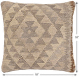 handmade Traditional Pillow Beige Gray Hand-Woven SQUARE 100% WOOL Hand woven turkish pillow2' x 2'