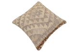 handmade Traditional Pillow Beige Gray Hand-Woven SQUARE 100% WOOL Hand woven turkish pillow2' x 2'