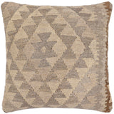 handmade Traditional Pillow Beige Gray Hand-Woven SQUARE 100% WOOL Hand woven turkish pillow2' x 2'