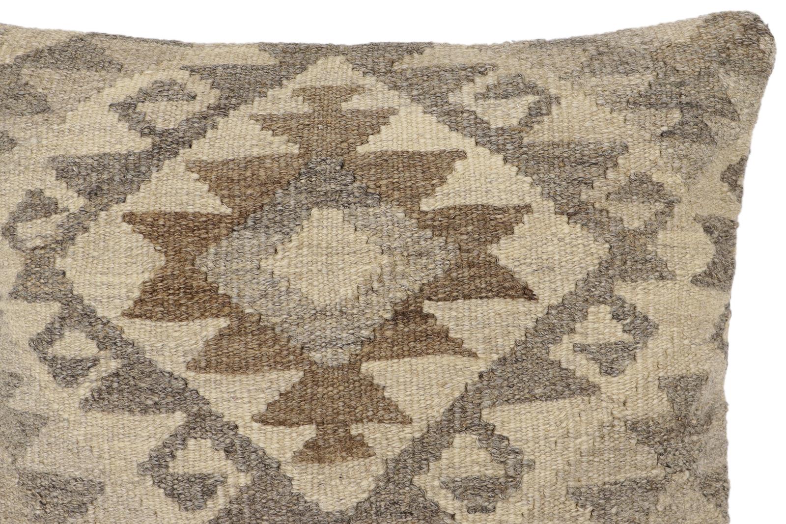 handmade Traditional Pillow Beige Brown Hand-Woven SQUARE 100% WOOL Hand woven turkish pillow2' x 2'