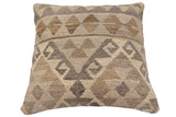 handmade Traditional Pillow Beige Brown Hand-Woven SQUARE 100% WOOL Hand woven turkish pillow2' x 2'