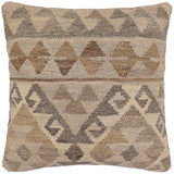 handmade Traditional Pillow Beige Brown Hand-Woven SQUARE 100% WOOL Hand woven turkish pillow2' x 2'