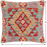 handmade Traditional Pillow Red Blue Hand-Woven SQUARE 100% WOOL Hand woven turkish pillow2' x 2'