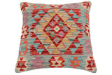 handmade Traditional Pillow Red Blue Hand-Woven SQUARE 100% WOOL Hand woven turkish pillow2' x 2'