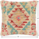 handmade Traditional Pillow Beige Red Hand-Woven SQUARE 100% WOOL Hand woven turkish pillow2' x 2'