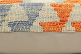 handmade Traditional Pillow Blue Rust Hand-Woven SQUARE 100% WOOL  Hand woven turkish pillow  2 x 2