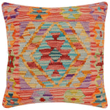 handmade Traditional Pillow Rust Gold Hand-Woven SQUARE 100% WOOL Hand woven turkish pillow2' x 2'