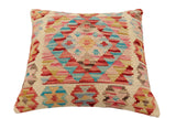 handmade Traditional Pillow Beige Rust Hand-Woven SQUARE 100% WOOL  Hand woven turkish pillow  2 x 2