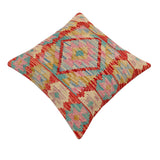 handmade Traditional Pillow Rust Blue Hand-Woven SQUARE 100% WOOL Hand woven turkish pillow2' x 2'