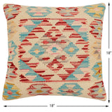 handmade Traditional Pillow Beige Rust Hand-Woven SQUARE 100% WOOL Hand woven turkish pillow2' x 2'