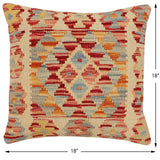 handmade Traditional Pillow Beige Rust Hand-Woven SQUARE 100% WOOL Hand woven turkish pillow2' x 2'