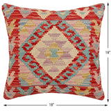 handmade Traditional Pillow Red Beige Hand-Woven SQUARE 100% WOOL Hand woven turkish pillow2' x 2'