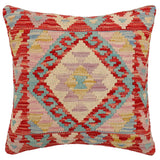 handmade Traditional Pillow Red Beige Hand-Woven SQUARE 100% WOOL Hand woven turkish pillow2' x 2'