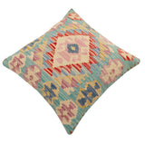 handmade Traditional Pillow Blue Beige Hand-Woven SQUARE 100% WOOL Hand woven turkish pillow2' x 2'