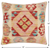 handmade Traditional Pillow Beige Red Hand-Woven SQUARE 100% WOOL Hand woven turkish pillow2' x 2'