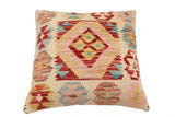 handmade Traditional Pillow Beige Red Hand-Woven SQUARE 100% WOOL Hand woven turkish pillow2' x 2'