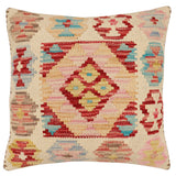 handmade Traditional Pillow Beige Red Hand-Woven SQUARE 100% WOOL Hand woven turkish pillow2' x 2'