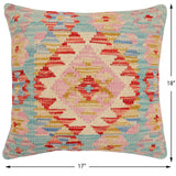 handmade Traditional Pillow Red Blue Hand-Woven SQUARE 100% WOOL  Hand woven turkish pillow  2 x 2