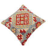 handmade Traditional Pillow Red Blue Hand-Woven SQUARE 100% WOOL Hand woven turkish pillow2' x 2'