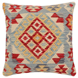 handmade Traditional Pillow Red Blue Hand-Woven SQUARE 100% WOOL Hand woven turkish pillow2' x 2'