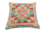 handmade Traditional Pillow Rust Blue Hand-Woven SQUARE 100% WOOL  Hand woven turkish pillow  2 x 2