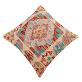 handmade Traditional Pillow Red Blue Hand-Woven SQUARE 100% WOOL Hand woven turkish pillow2' x 2'