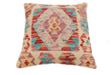 handmade Traditional Pillow Red Blue Hand-Woven SQUARE 100% WOOL Hand woven turkish pillow2' x 2'