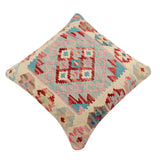 handmade Traditional Pillow Red Blue Hand-Woven SQUARE 100% WOOL Hand woven turkish pillow2' x 2'