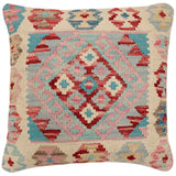 handmade Traditional Pillow Red Blue Hand-Woven SQUARE 100% WOOL Hand woven turkish pillow2' x 2'