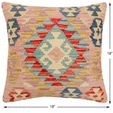 handmade Traditional Pillow Red Blue Hand-Woven SQUARE 100% WOOL Hand woven turkish pillow2' x 2'