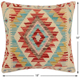 handmade Traditional Pillow Beige Red Hand-Woven SQUARE 100% WOOL Hand woven turkish pillow2' x 2'