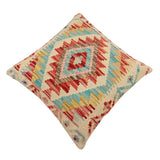 handmade Traditional Pillow Beige Red Hand-Woven SQUARE 100% WOOL Hand woven turkish pillow2' x 2'