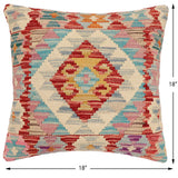 handmade Traditional Pillow Red Blue Hand-Woven SQUARE 100% WOOL Hand woven turkish pillow2' x 2'