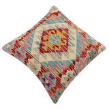 handmade Traditional Pillow Red Blue Hand-Woven SQUARE 100% WOOL Hand woven turkish pillow2' x 2'