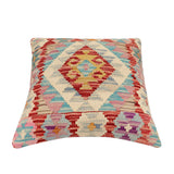 handmade Traditional Pillow Red Blue Hand-Woven SQUARE 100% WOOL Hand woven turkish pillow2' x 2'