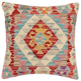 handmade Traditional Pillow Red Blue Hand-Woven SQUARE 100% WOOL Hand woven turkish pillow2' x 2'