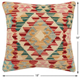 handmade Traditional Pillow Red Blue Hand-Woven SQUARE 100% WOOL Hand woven turkish pillow2' x 2'