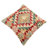 handmade Traditional Pillow Red Blue Hand-Woven SQUARE 100% WOOL Hand woven turkish pillow2' x 2'