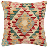 handmade Traditional Pillow Red Blue Hand-Woven SQUARE 100% WOOL Hand woven turkish pillow2' x 2'