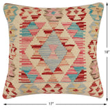 handmade Traditional Pillow Beige Red Hand-Woven SQUARE 100% WOOL  Hand woven turkish pillow  2 x 2