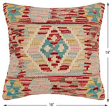 handmade Traditional Pillow Red Beige Hand-Woven SQUARE 100% WOOL Hand woven turkish pillow2' x 2'