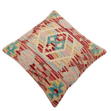 handmade Traditional Pillow Red Beige Hand-Woven SQUARE 100% WOOL Hand woven turkish pillow2' x 2'