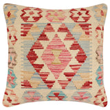 handmade Traditional Pillow Beige Red Hand-Woven SQUARE 100% WOOL  Hand woven turkish pillow  2 x 2
