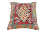 handmade Traditional Pillow Red Blue Hand-Woven SQUARE 100% WOOL Hand woven turkish pillow2' x 2'